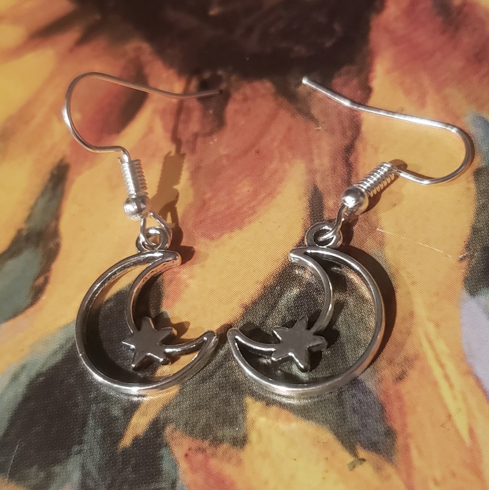 Moon and star earrings